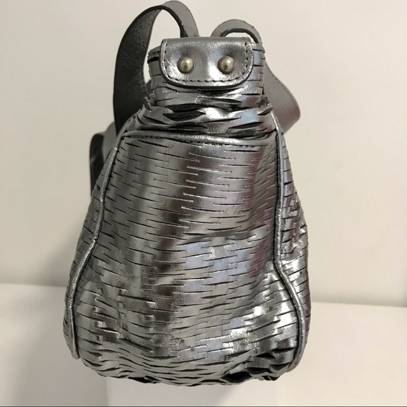 Authentic ⭐️ JIMMY CHOO ⭐️ Woman’s Silver / Metallic Leather Hobo Shoulder Bag - Picture 14 of 17